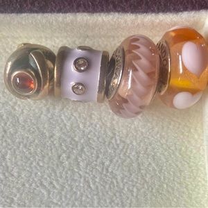 Pink Murano retired Pandore bead lot
